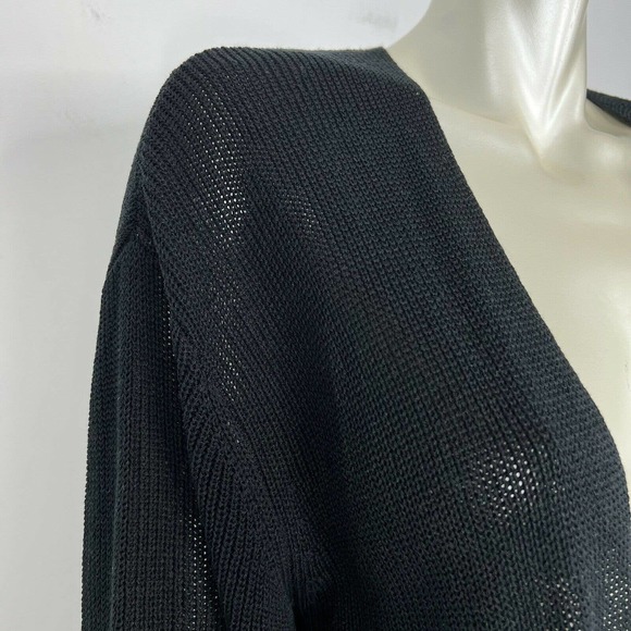 Free People Beach Long Duster Cardigan Small Black Knit Open Front Boho - Picture 5 of 12